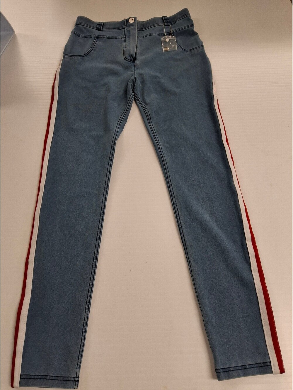 Shascullfites Melody Women's Skinny Jeans with Red and White Side Stripes /10